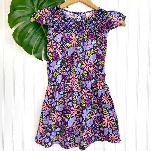 Cat & Jack Other - Girls Cat & Jack Navy Floral Pleated Dress SZ6 EUC